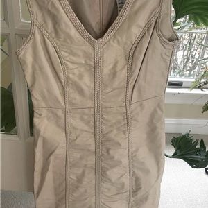 Max Studio Faux-leather Dress Braided Trim Lined V-neck Sleeveless XS